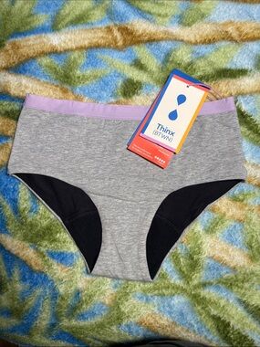 Thinx Grey Shorty New Moon briefs with Lilac Waistband Period Underwear Teens